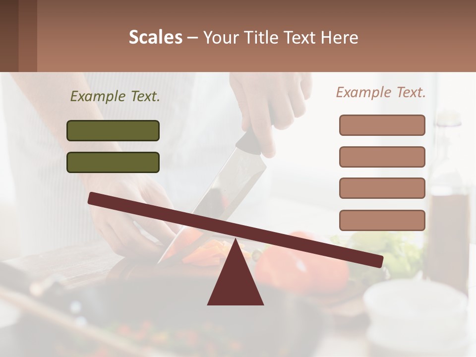 A Person Cutting Vegetables With A Knife On A Cutting Board PowerPoint Template