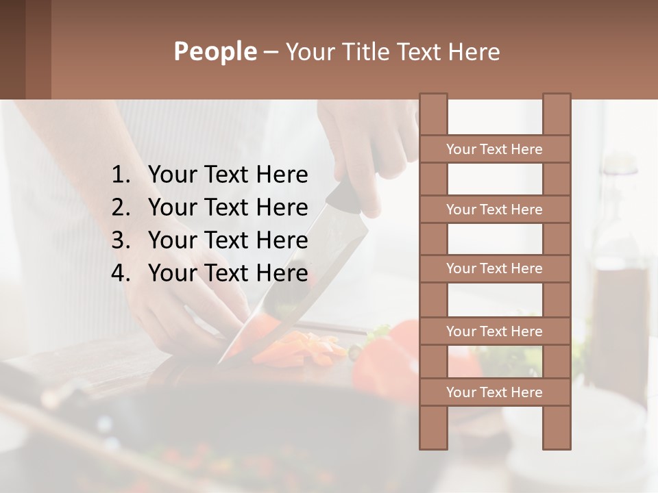 A Person Cutting Vegetables With A Knife On A Cutting Board PowerPoint Template