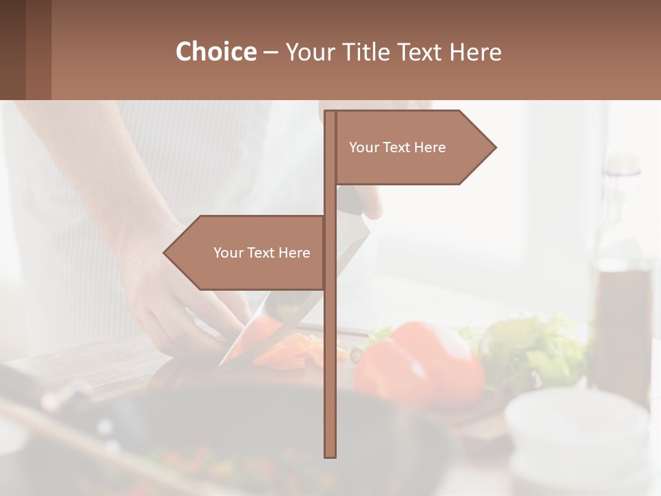 A Person Cutting Vegetables With A Knife On A Cutting Board PowerPoint Template