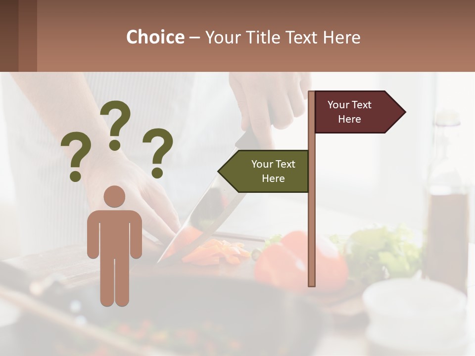 A Person Cutting Vegetables With A Knife On A Cutting Board PowerPoint Template
