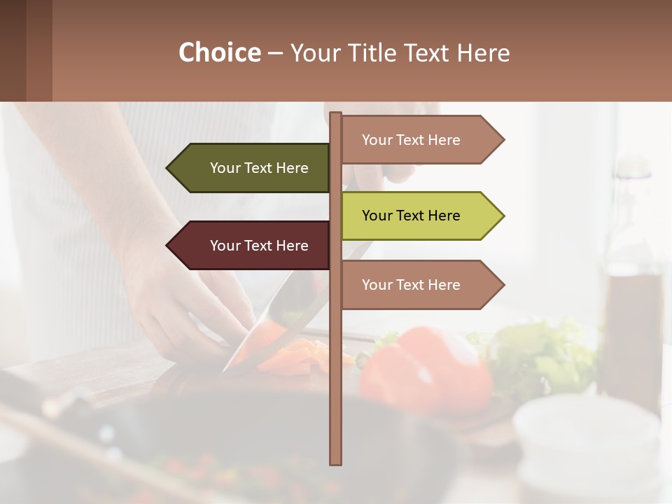 A Person Cutting Vegetables With A Knife On A Cutting Board PowerPoint Template