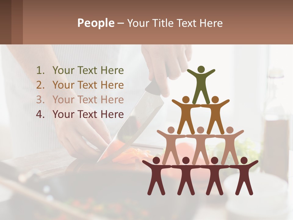 A Person Cutting Vegetables With A Knife On A Cutting Board PowerPoint Template