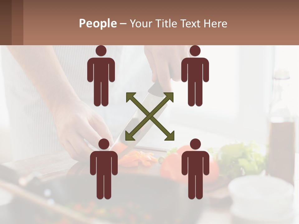 A Person Cutting Vegetables With A Knife On A Cutting Board PowerPoint Template