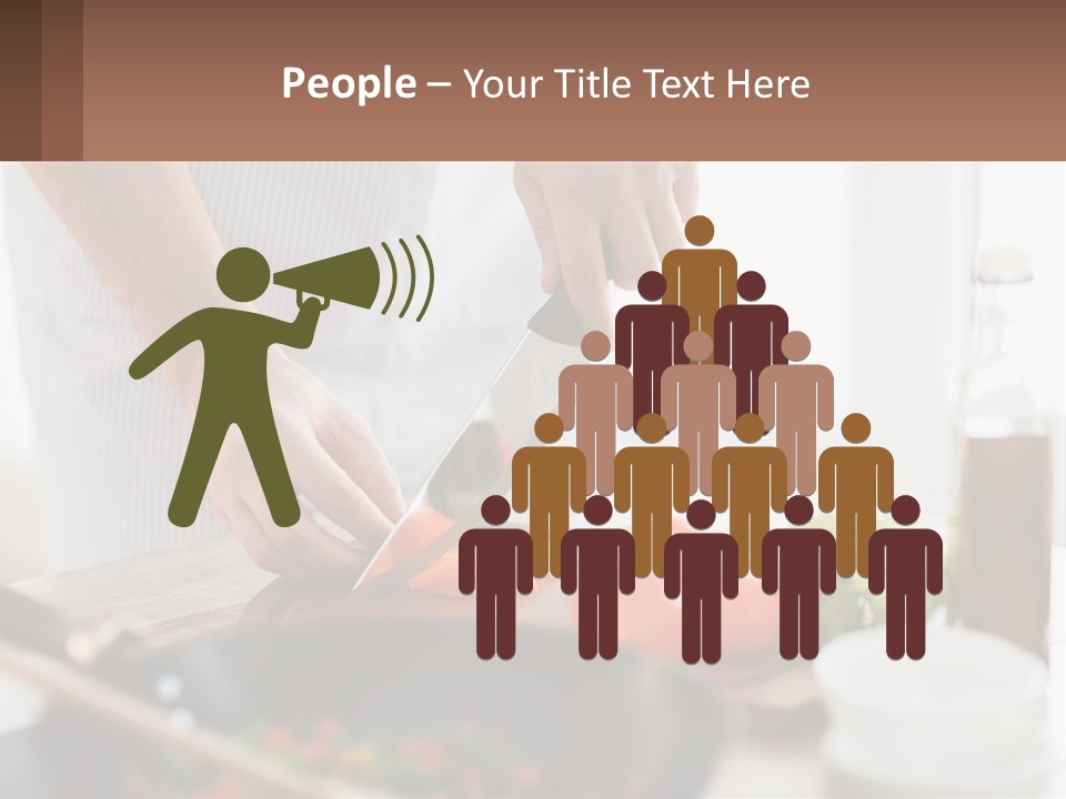 A Person Cutting Vegetables With A Knife On A Cutting Board PowerPoint Template