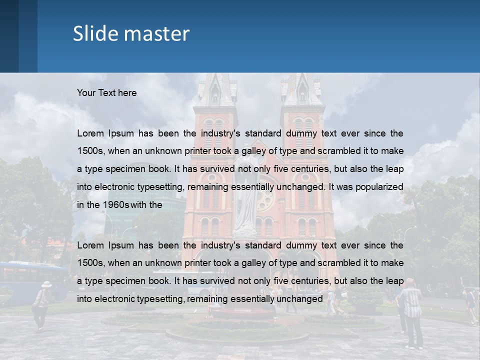 A Church With A Statue In Front Of It PowerPoint Template