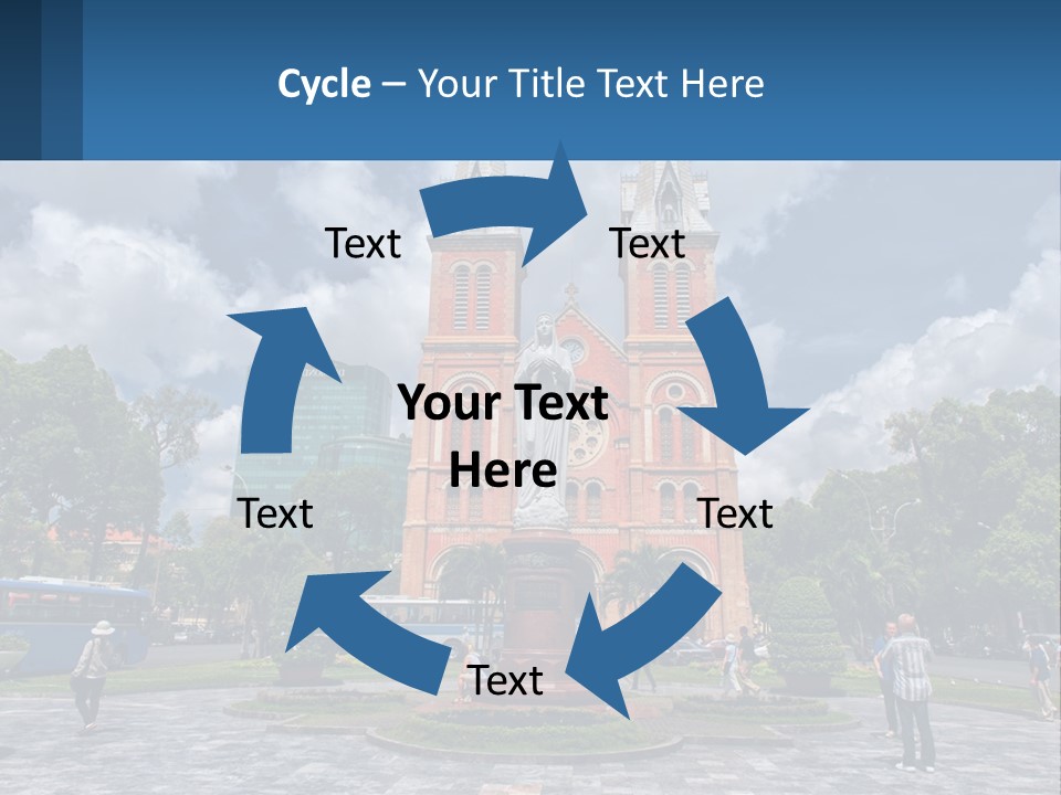 A Church With A Statue In Front Of It PowerPoint Template