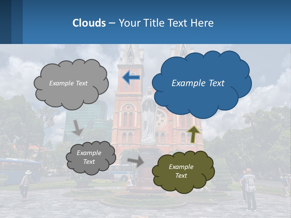 A Church With A Statue In Front Of It PowerPoint Template