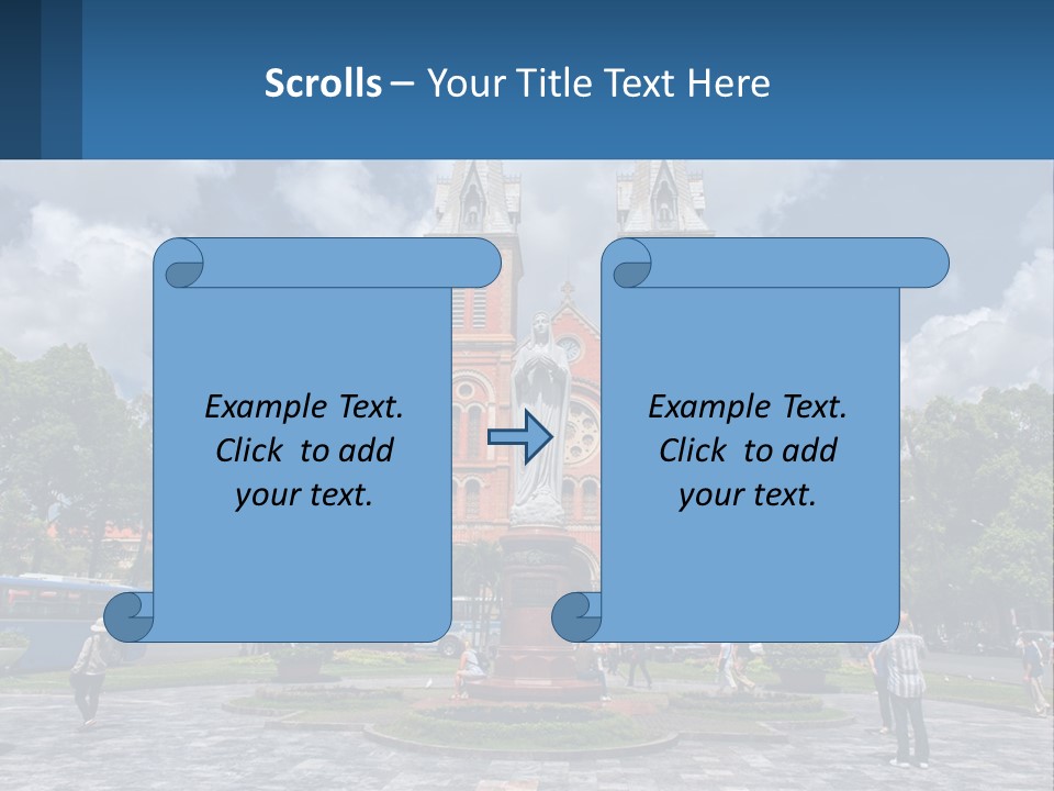 A Church With A Statue In Front Of It PowerPoint Template
