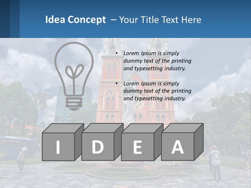 A Church With A Statue In Front Of It PowerPoint Template