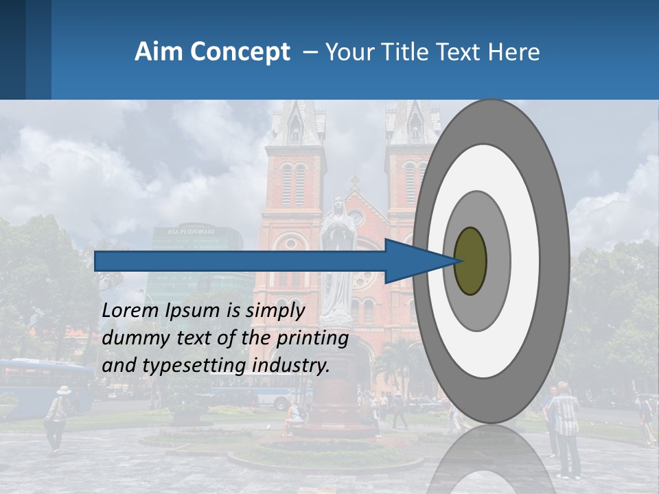 A Church With A Statue In Front Of It PowerPoint Template