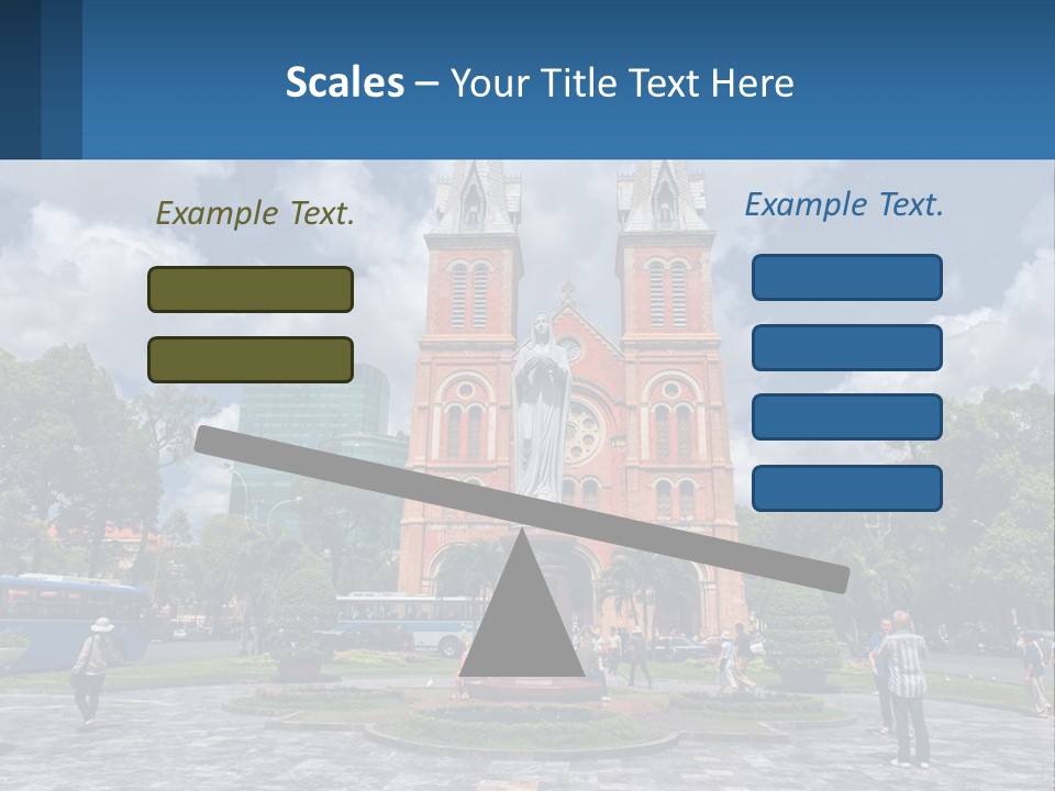 A Church With A Statue In Front Of It PowerPoint Template