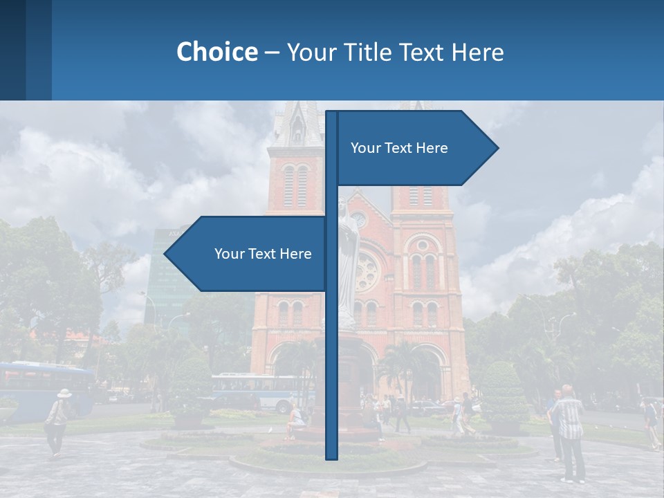 A Church With A Statue In Front Of It PowerPoint Template