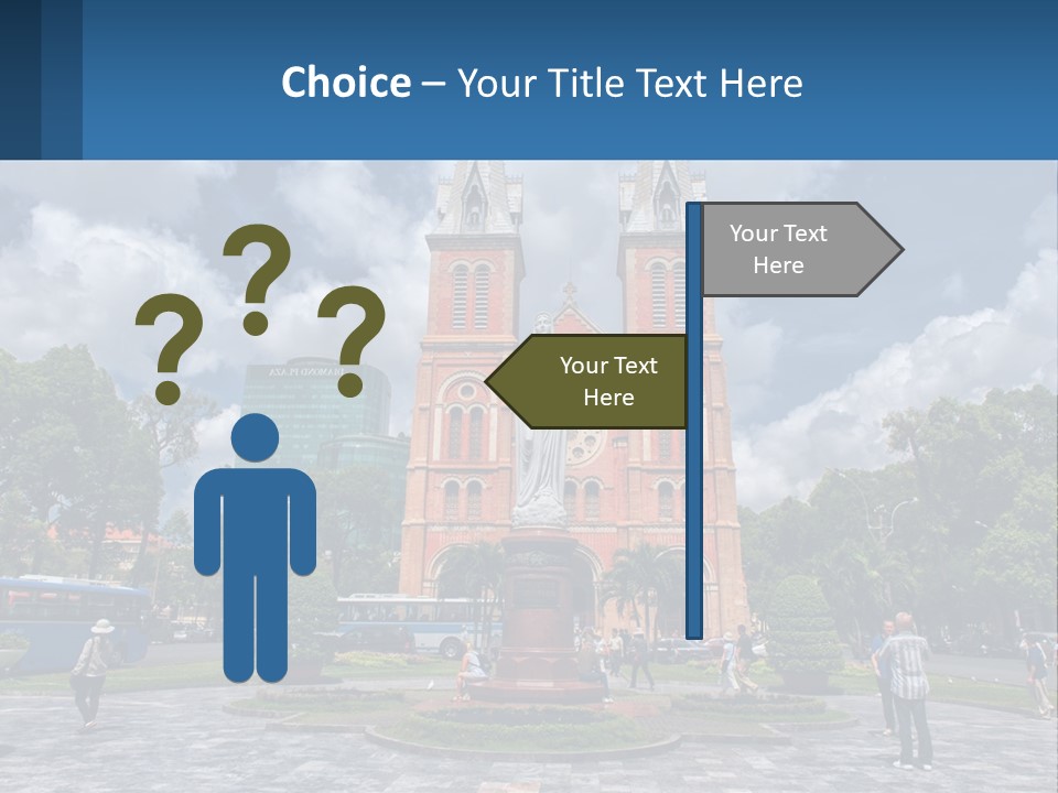 A Church With A Statue In Front Of It PowerPoint Template