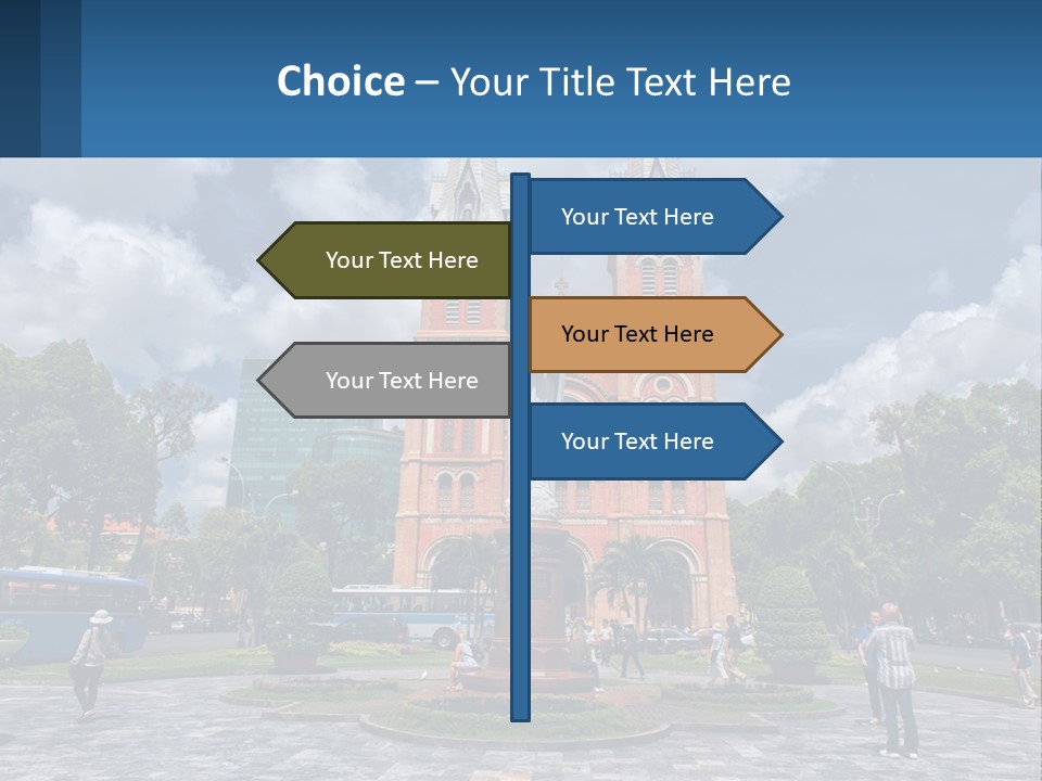 A Church With A Statue In Front Of It PowerPoint Template