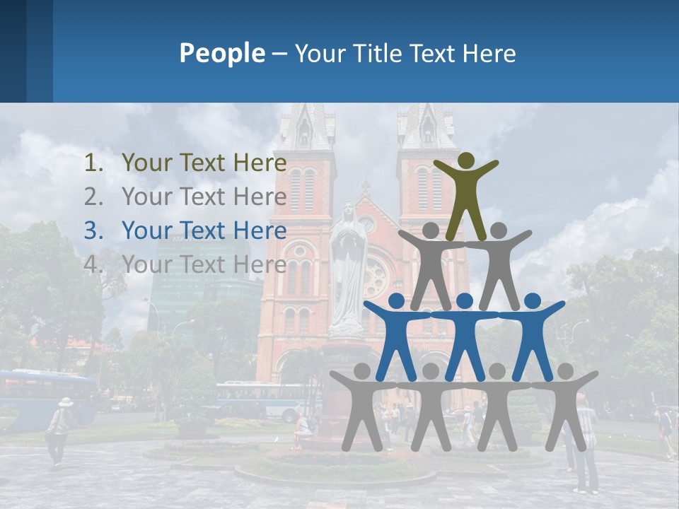 A Church With A Statue In Front Of It PowerPoint Template