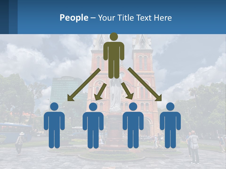 A Church With A Statue In Front Of It PowerPoint Template