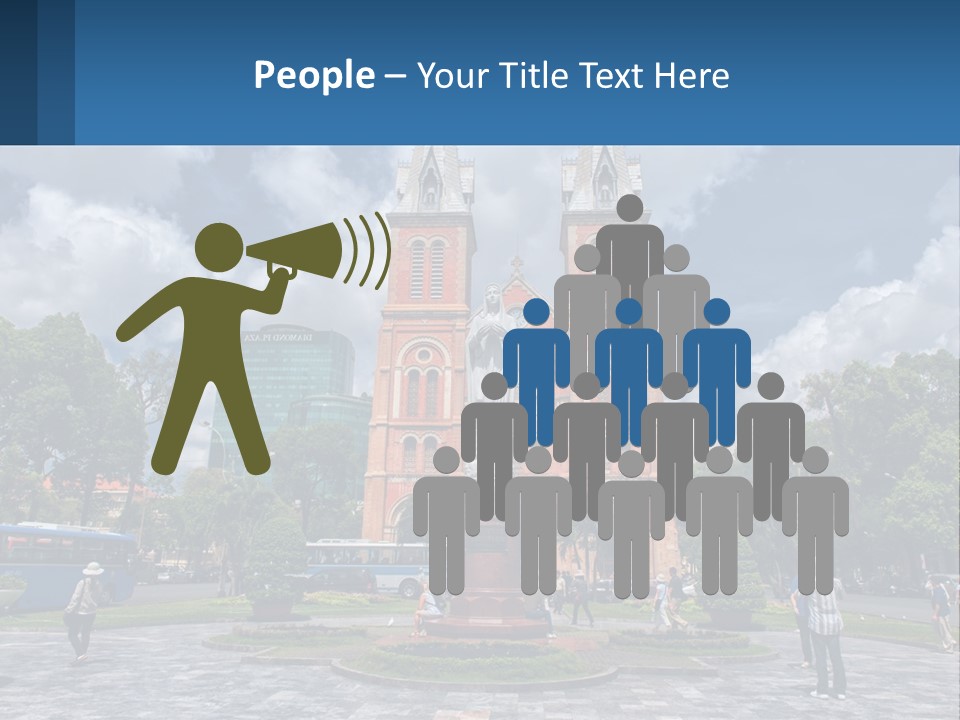 A Church With A Statue In Front Of It PowerPoint Template