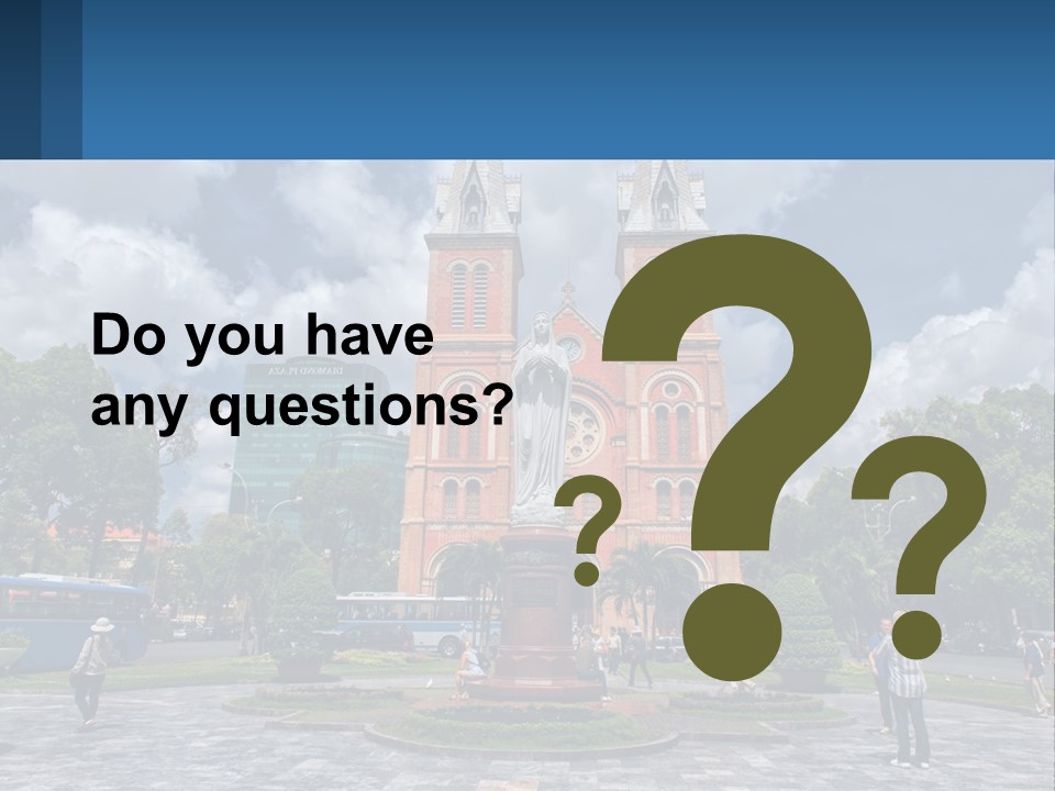 A Church With A Statue In Front Of It PowerPoint Template