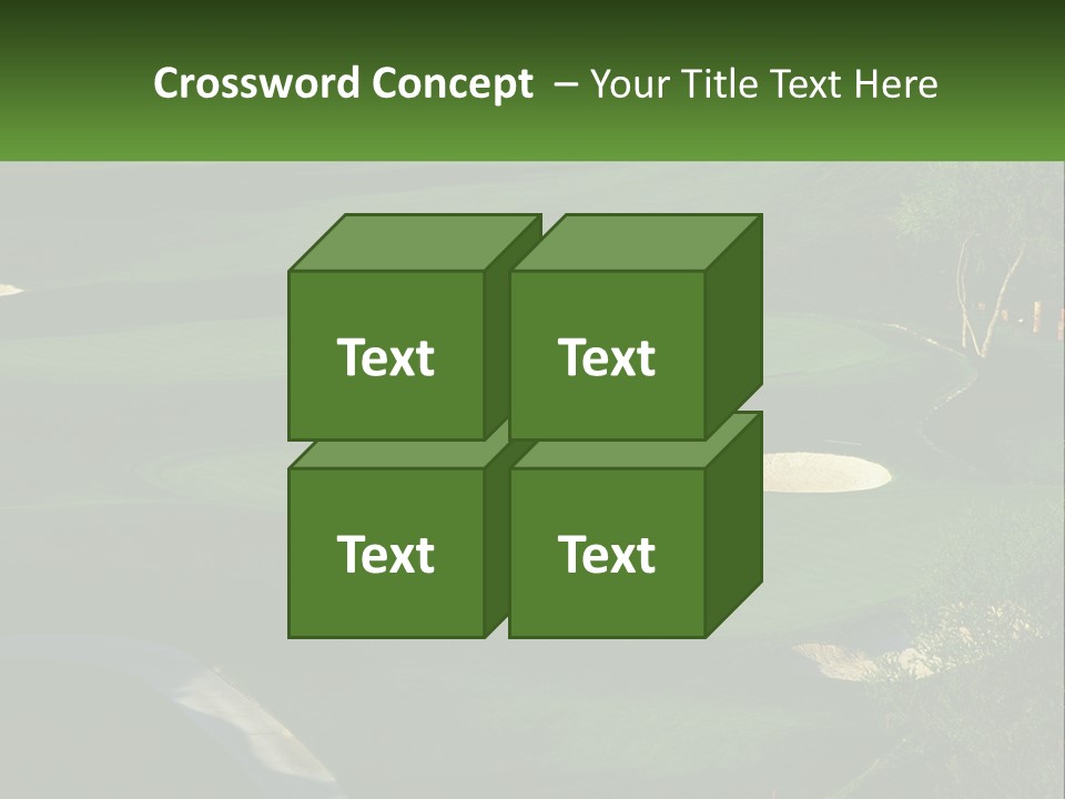 A Green Golf Course With A White Flag PowerPoint Template