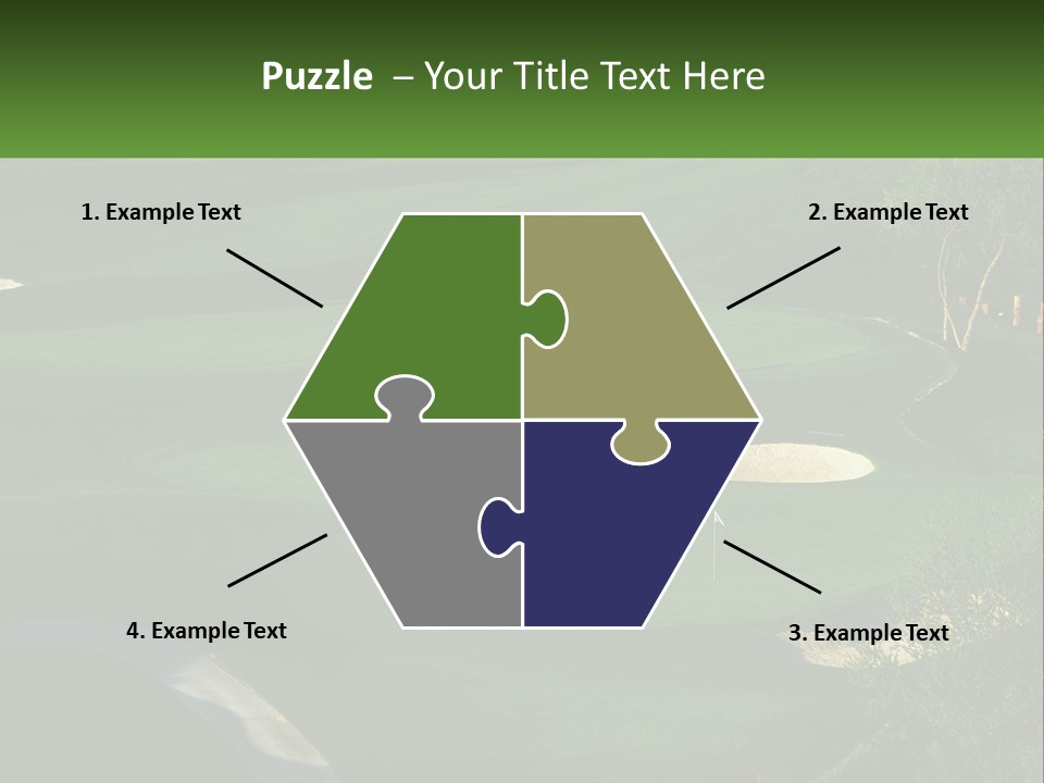 A Green Golf Course With A White Flag PowerPoint Template