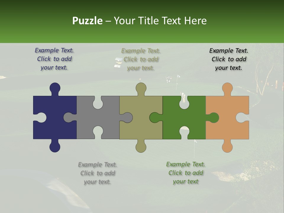 A Green Golf Course With A White Flag PowerPoint Template