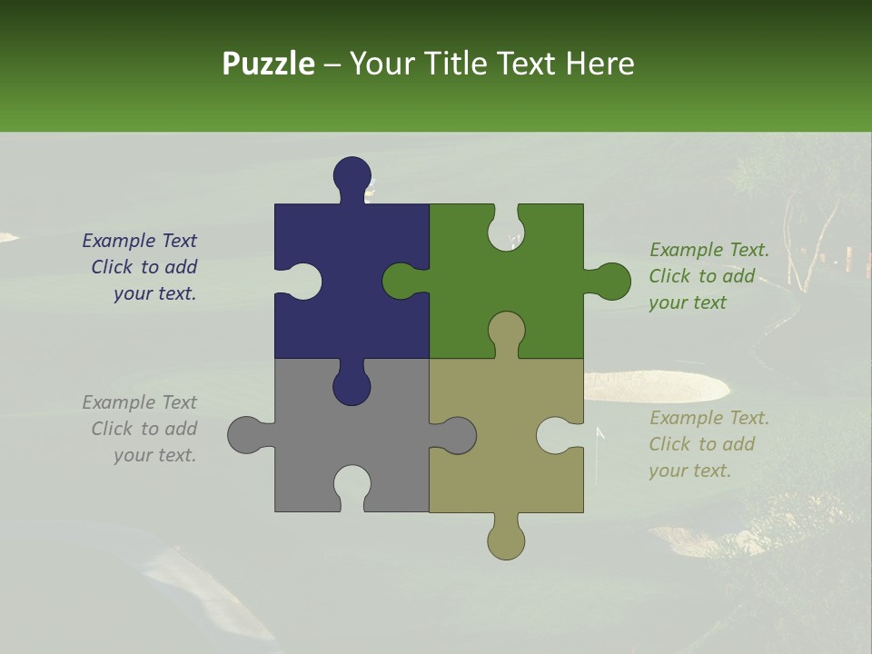 A Green Golf Course With A White Flag PowerPoint Template