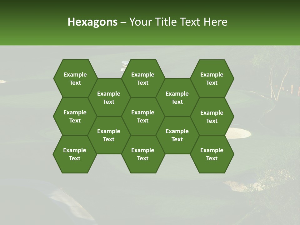 A Green Golf Course With A White Flag PowerPoint Template