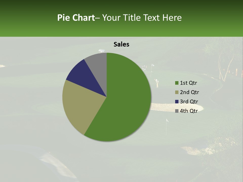 A Green Golf Course With A White Flag PowerPoint Template