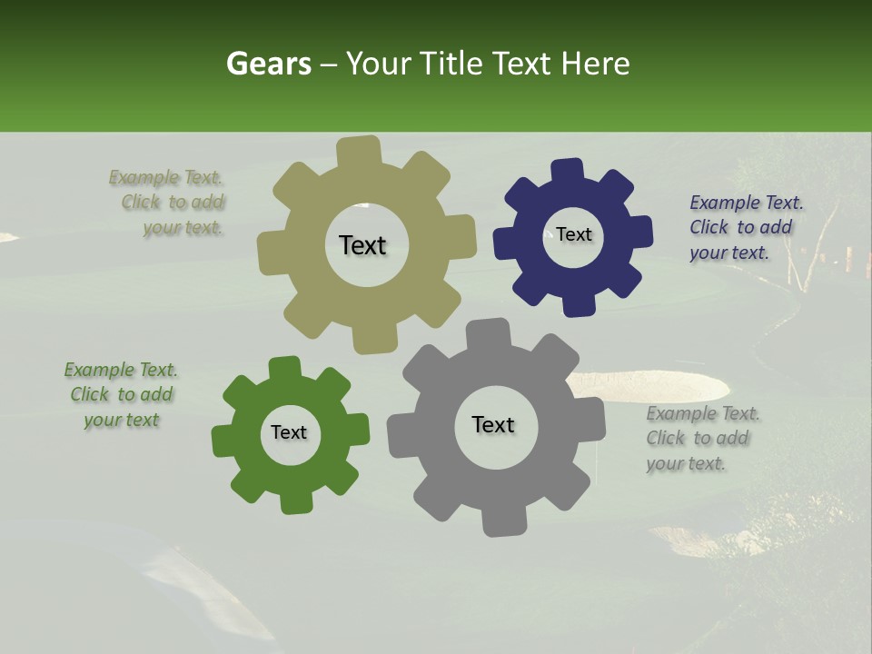 A Green Golf Course With A White Flag PowerPoint Template