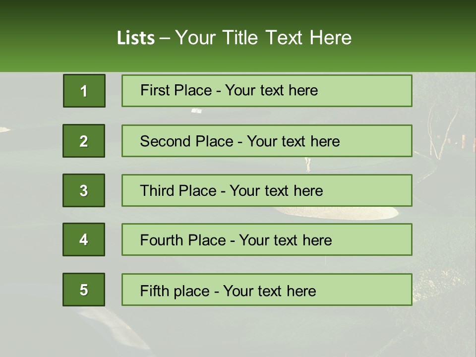 A Green Golf Course With A White Flag PowerPoint Template