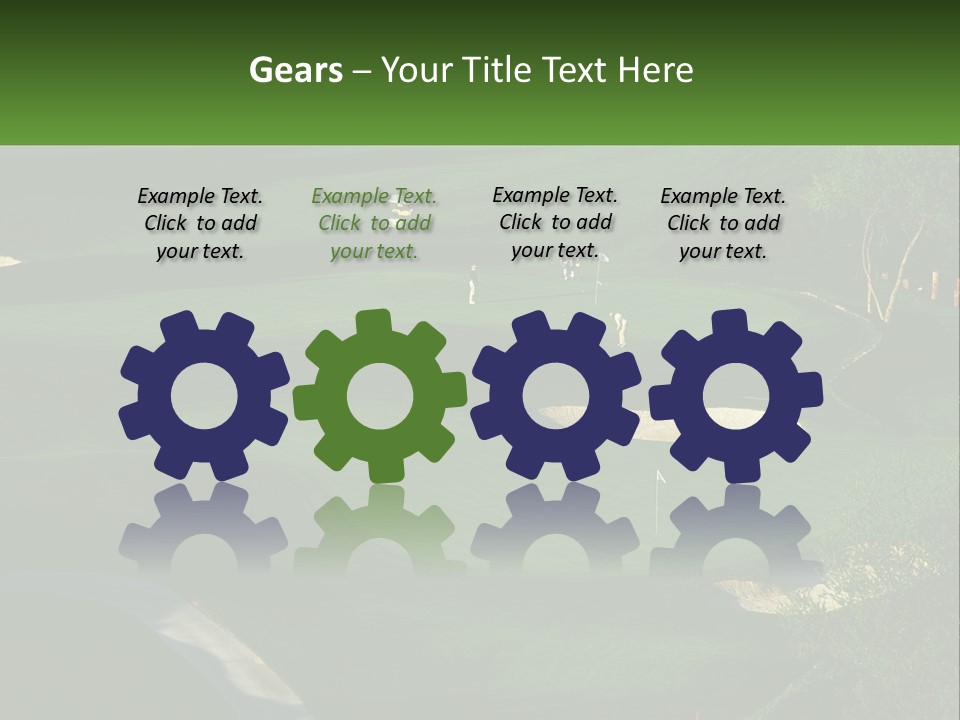 A Green Golf Course With A White Flag PowerPoint Template