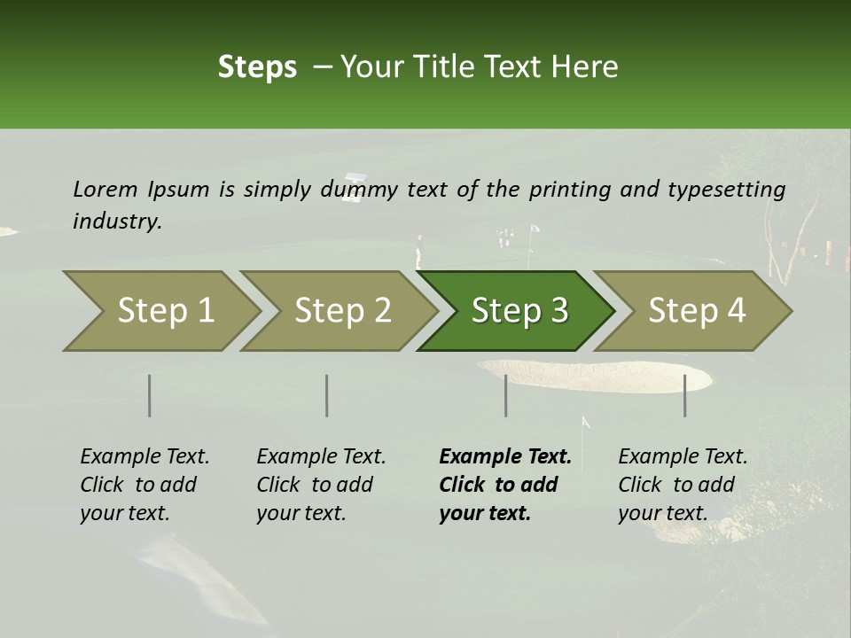 A Green Golf Course With A White Flag PowerPoint Template