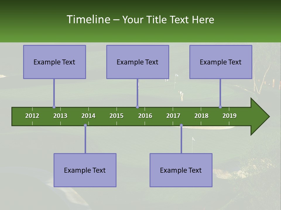 A Green Golf Course With A White Flag PowerPoint Template