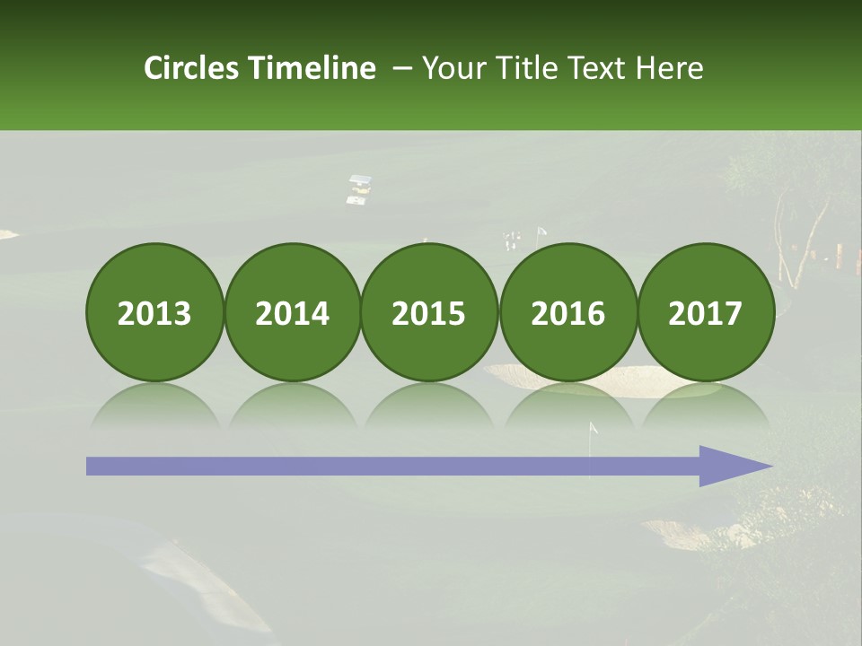 A Green Golf Course With A White Flag PowerPoint Template