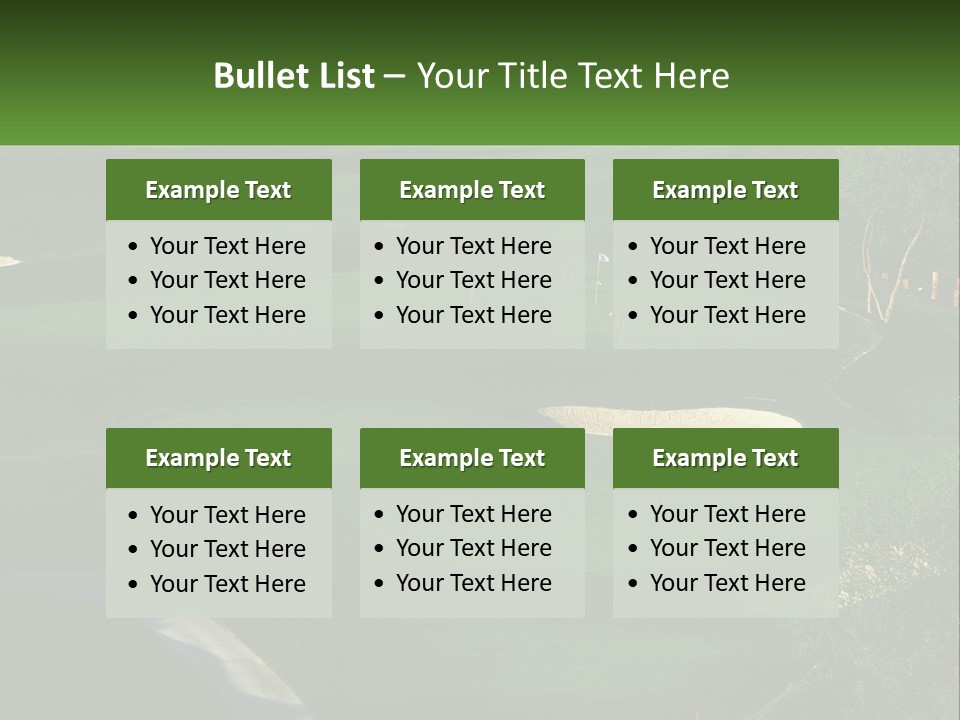 A Green Golf Course With A White Flag PowerPoint Template