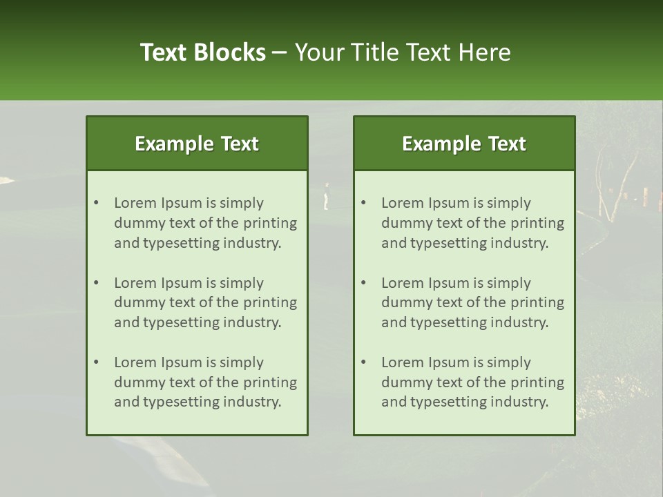 A Green Golf Course With A White Flag PowerPoint Template