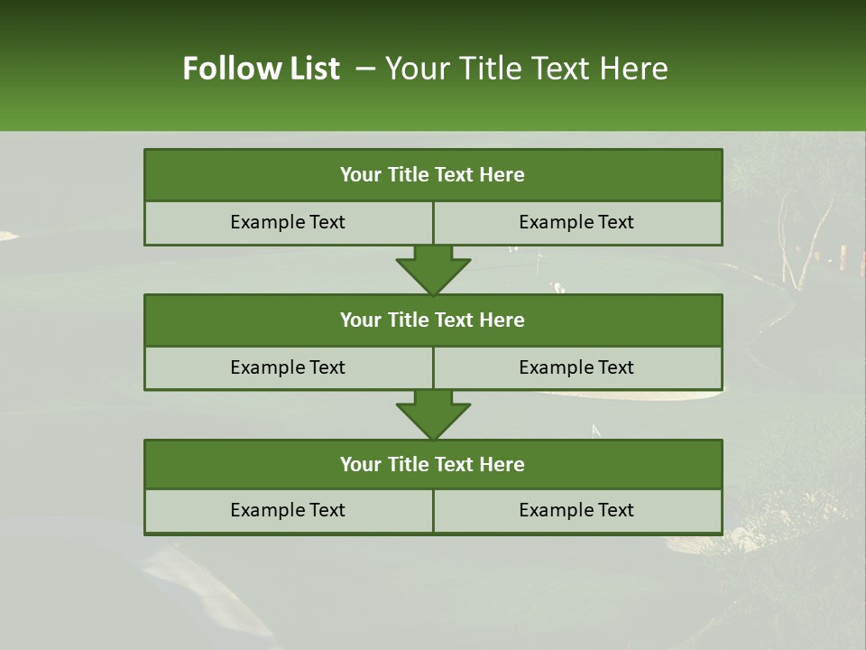 A Green Golf Course With A White Flag PowerPoint Template