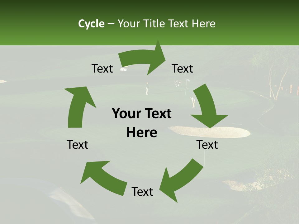 A Green Golf Course With A White Flag PowerPoint Template