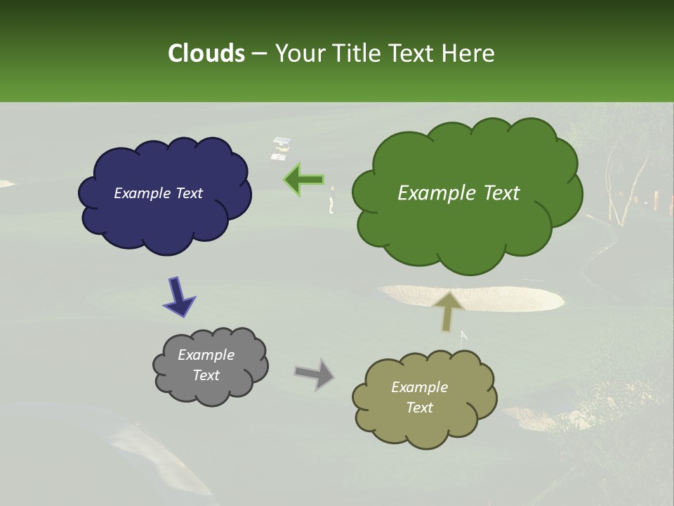 A Green Golf Course With A White Flag PowerPoint Template