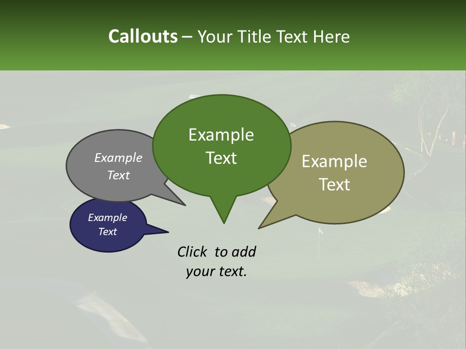 A Green Golf Course With A White Flag PowerPoint Template