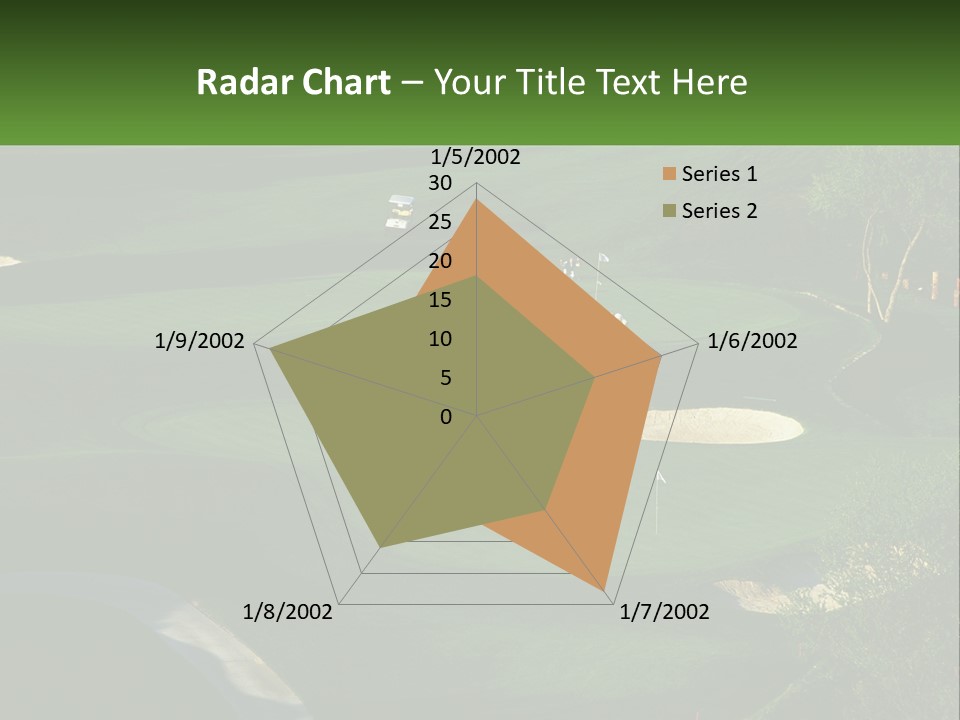 A Green Golf Course With A White Flag PowerPoint Template