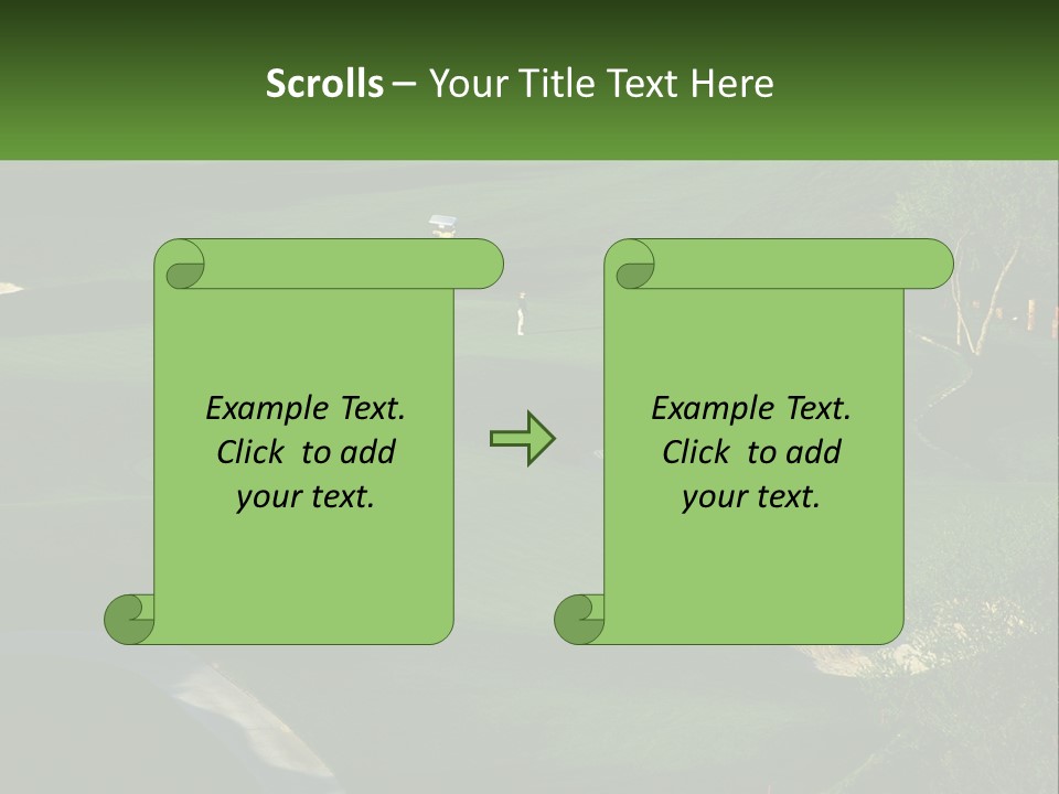 A Green Golf Course With A White Flag PowerPoint Template