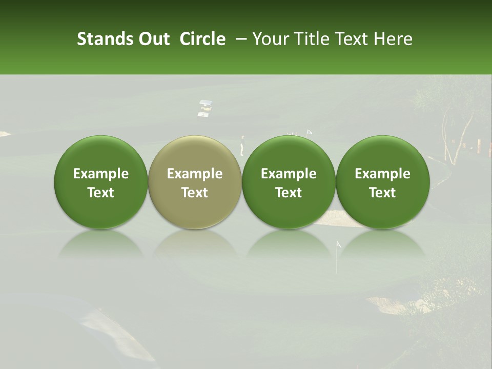 A Green Golf Course With A White Flag PowerPoint Template