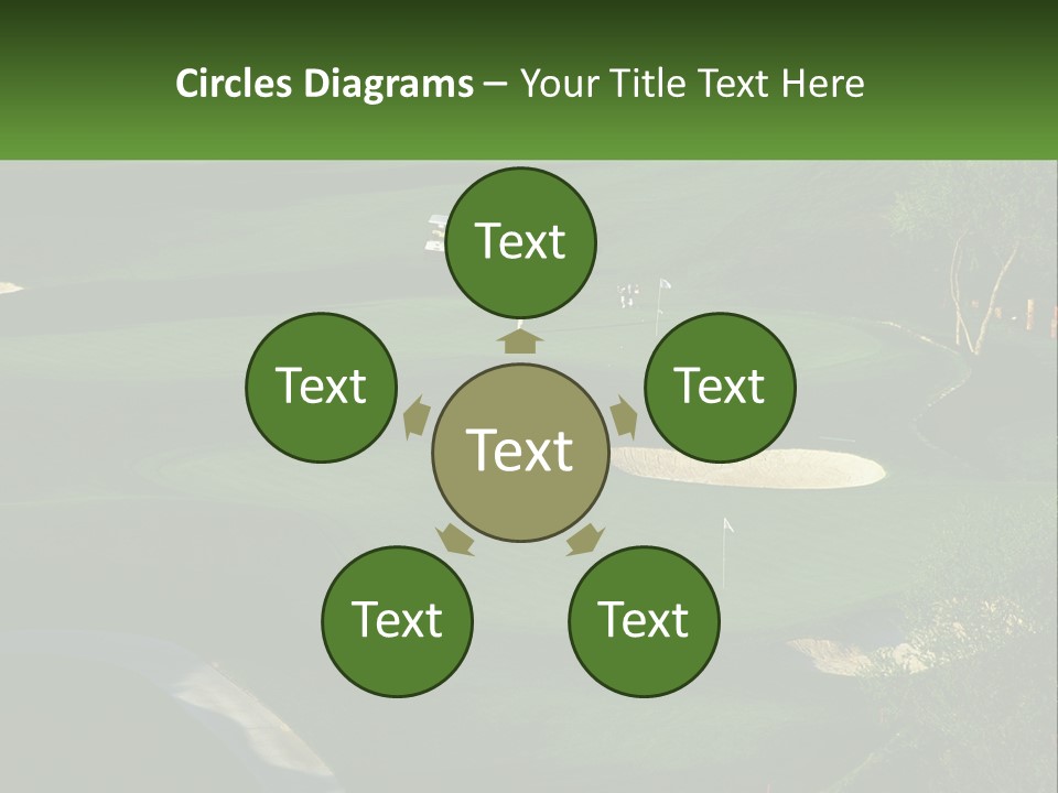 A Green Golf Course With A White Flag PowerPoint Template