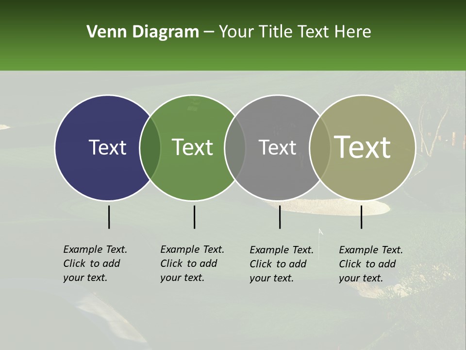 A Green Golf Course With A White Flag PowerPoint Template