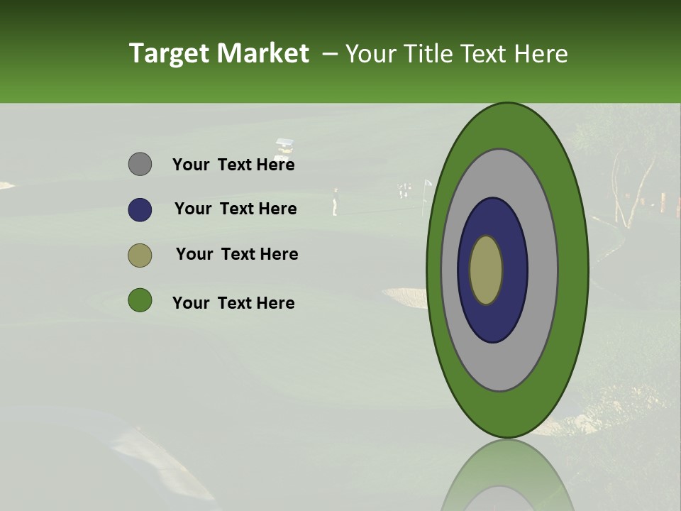 A Green Golf Course With A White Flag PowerPoint Template