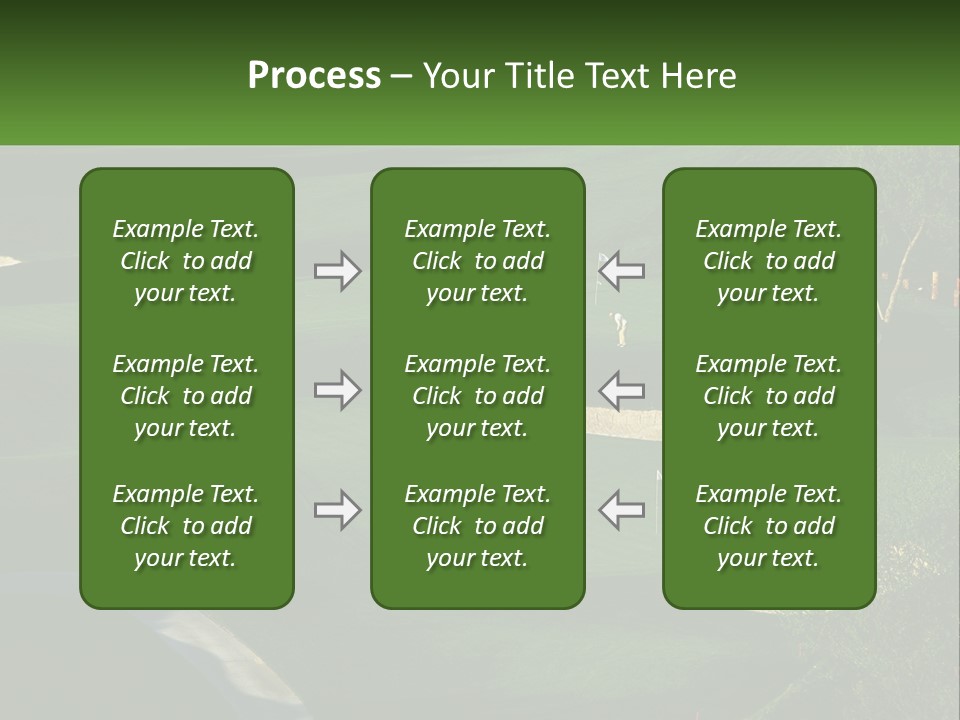 A Green Golf Course With A White Flag PowerPoint Template