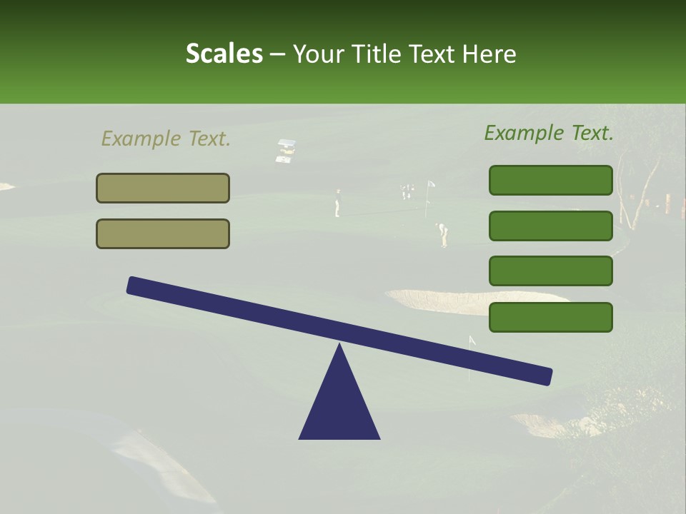 A Green Golf Course With A White Flag PowerPoint Template
