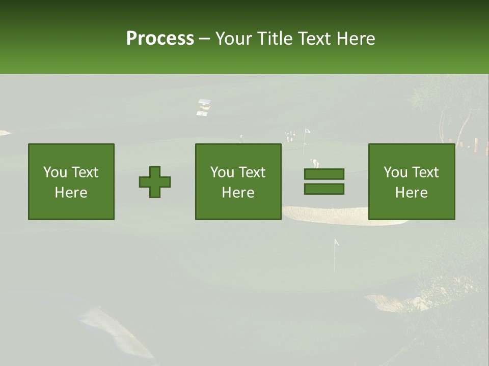 A Green Golf Course With A White Flag PowerPoint Template