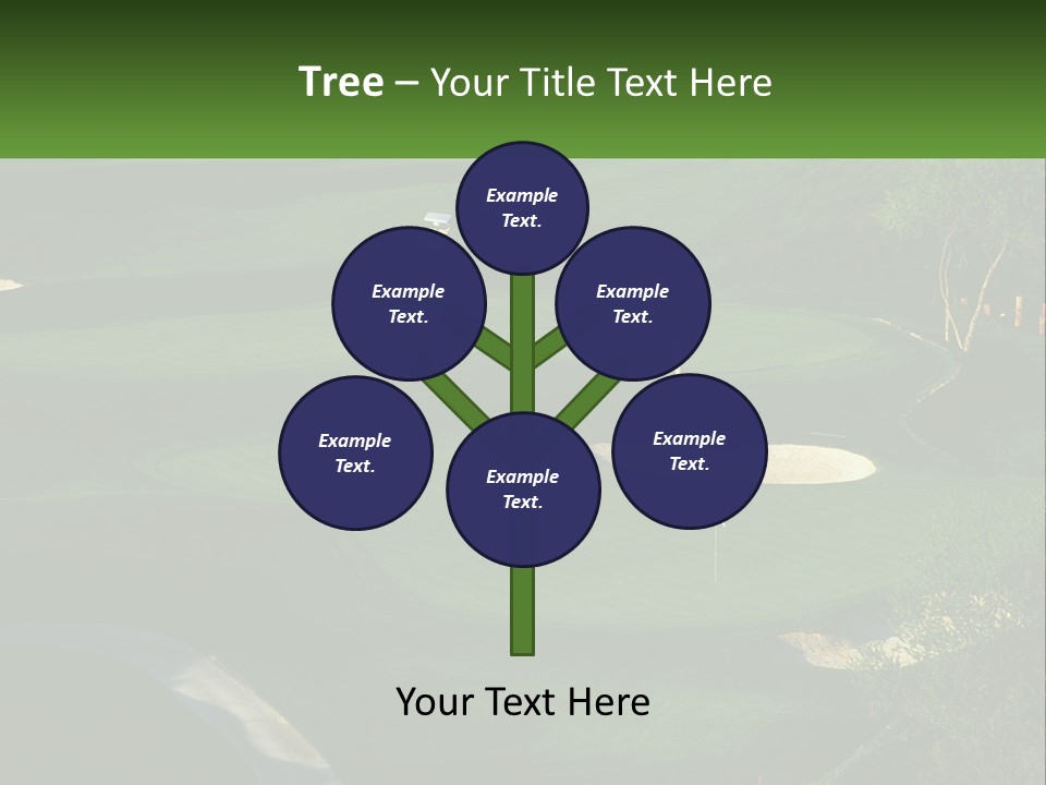 A Green Golf Course With A White Flag PowerPoint Template